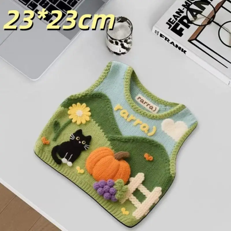 Desk Anti-slip Sweater Mouse Mat Simulated Printing Knitted Pad Cute Qme A9