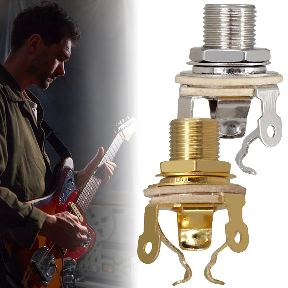 2Pcs 1/4 Inch 6.35Mm Guitar Pickup Output Jack Metal Guitar Mono Jack Socket Electric Guitar Mono Jack Guitar Accessories Qme