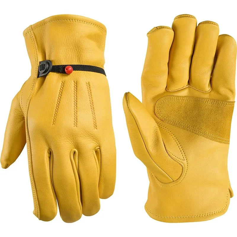 1PCS Genuine Leather Work Gloves Protective Wear-Resistant Outdoor Riding Welding Driver Gloves Qme AB XL