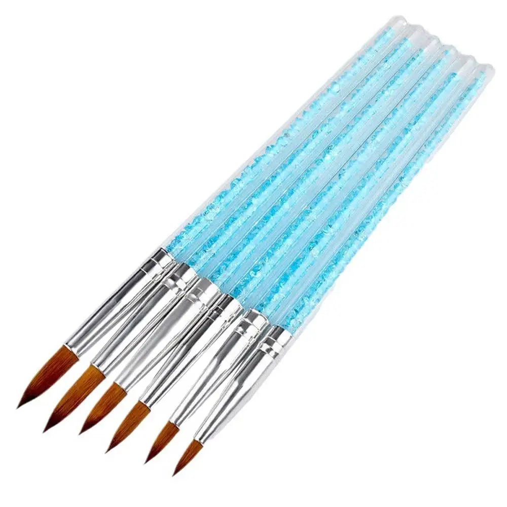 Nail Art Brush Acrylic UV Gel Glitter Drawing Painting Brushes Qme 6pcs kit