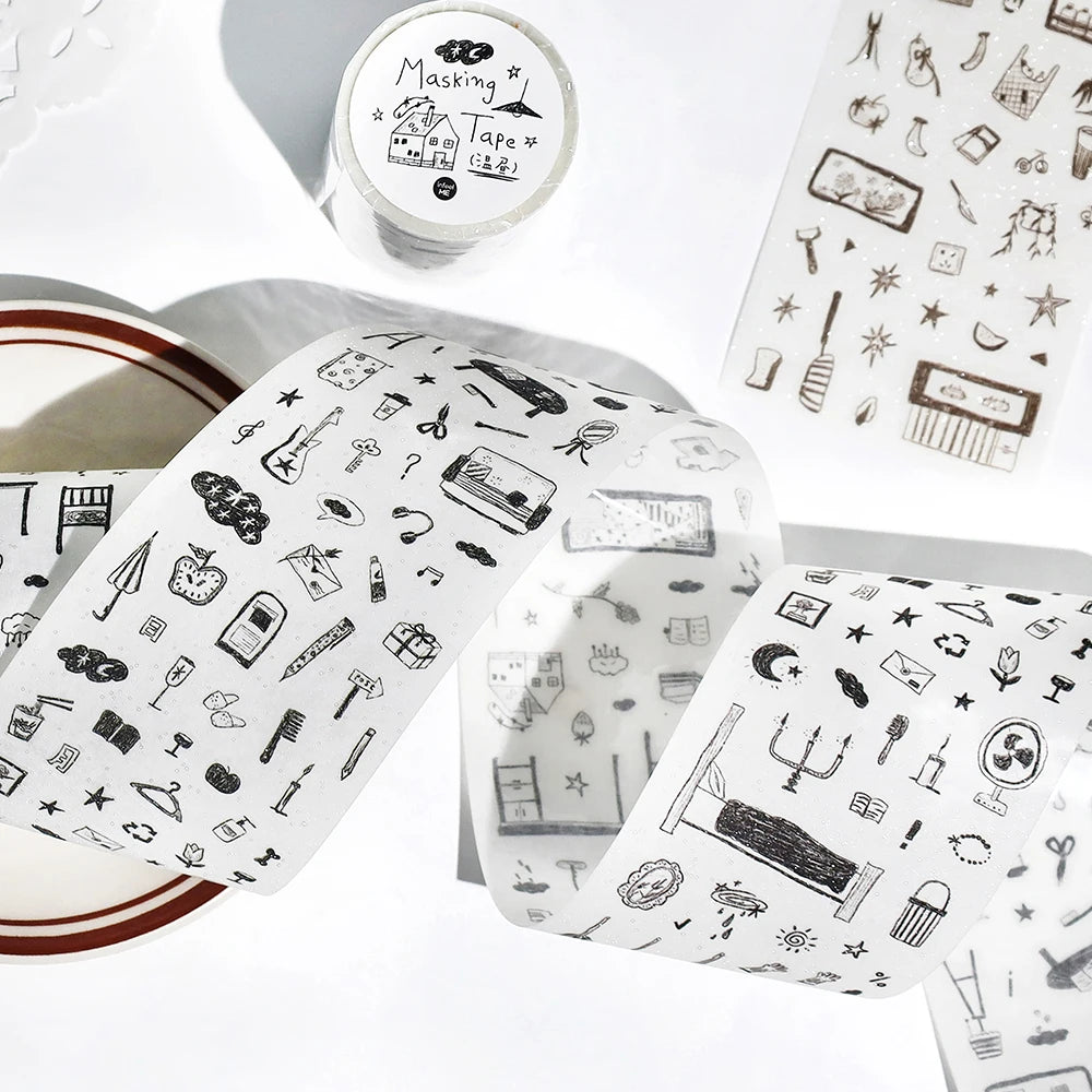 60mm*2m Korean Style Cute Washi Tape DIY Scrapbooking Hand Account Decorative Tapes Collage Planner Diary Stationary Stickers Qme