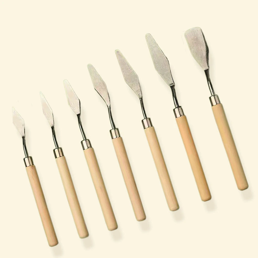 1Set/3Set Oil Painting Scraper Set Paint Wood Handle Palette Knife Art Gouache Paint Painting Scraper Qme