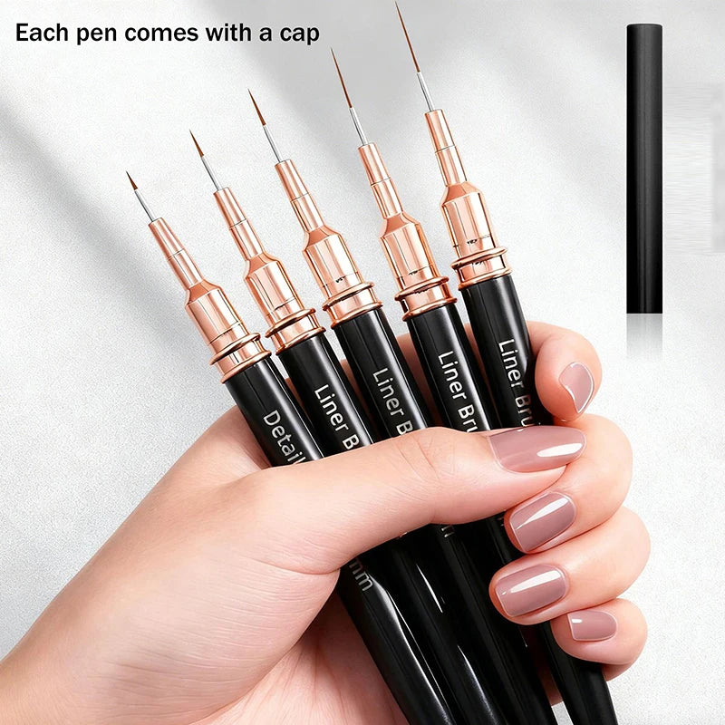 Nail Art Liner Brushes Sizes Painting Design Pen 4 8 12 20 Drawing Qme