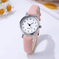 Moda pequena mostrador feminino relógio casual pulseira de couro senhoras relógios de pulso de quartzo Qme Pink