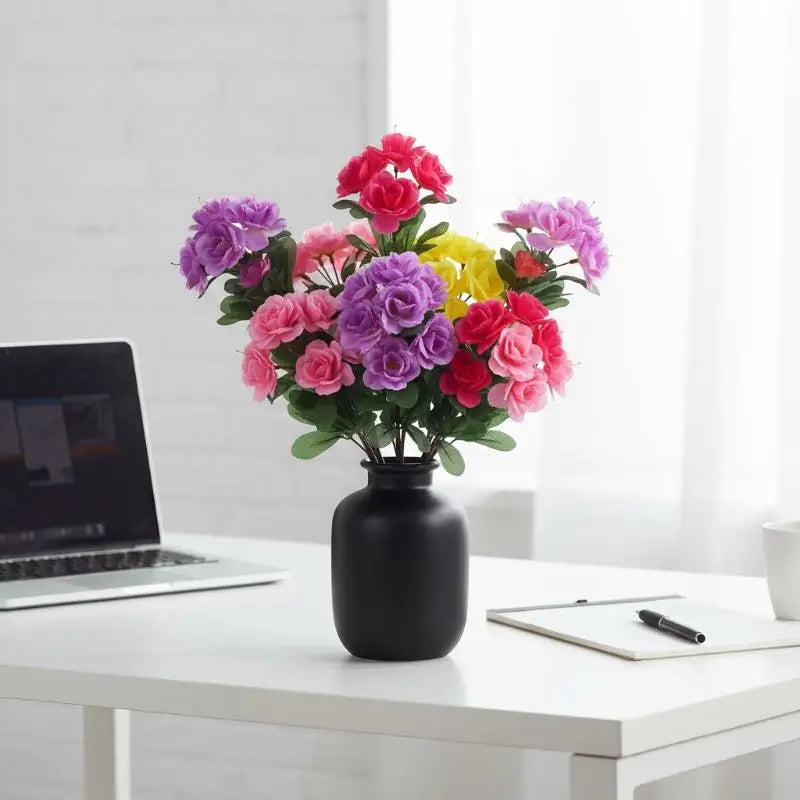 Artificial Azalea Flowers Bouquet Fake Rhododendron Outdoor Garden Qme