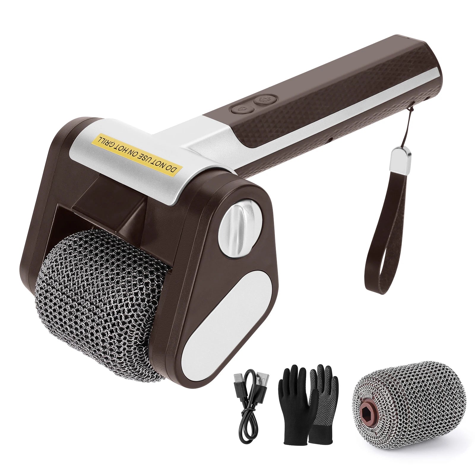 Bristle-Free Rotating Grill Brush Rechargeable Stainless Steel Grill Brush 350 RPM Rotating Dishwasher Brush Outdoor BBQ Tools Qme Style F