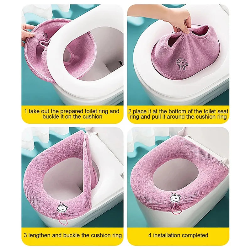 Thicken Warme WC Toilet Seat Cover Soft Mat Washable Closestool Mat Seat Case Toilet Lid Pad Bidet Cover Bathroom Accessories Qme