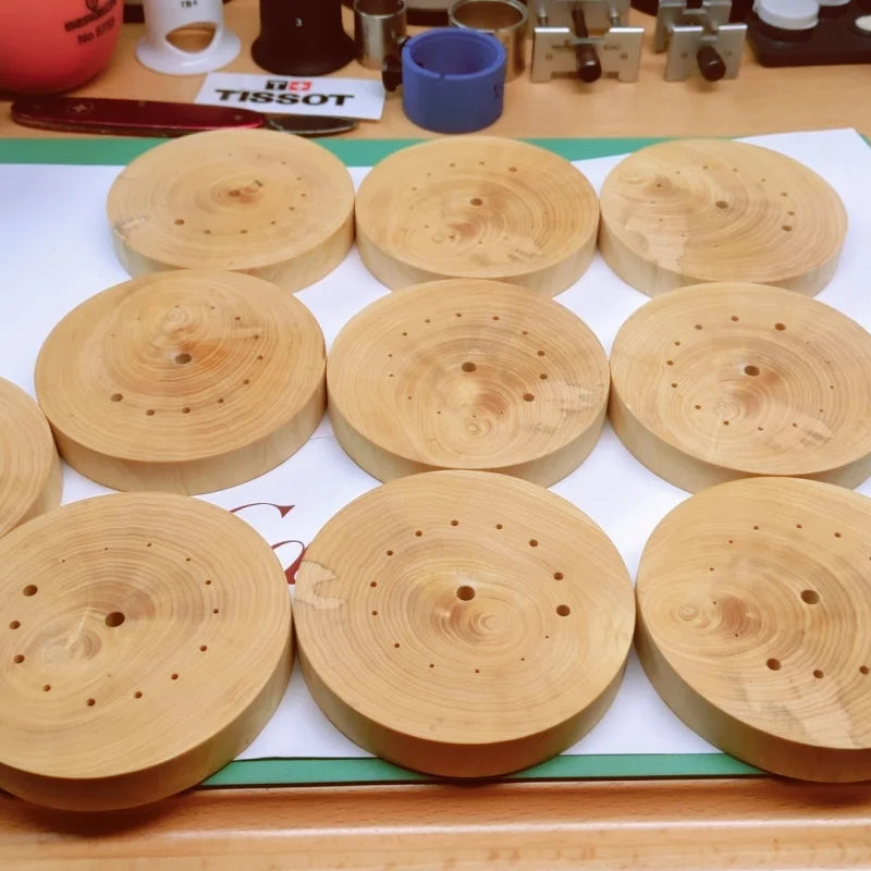 Watch Pad Wood Base Boxwood Balance Needle Gear Train Repair Machine Qme