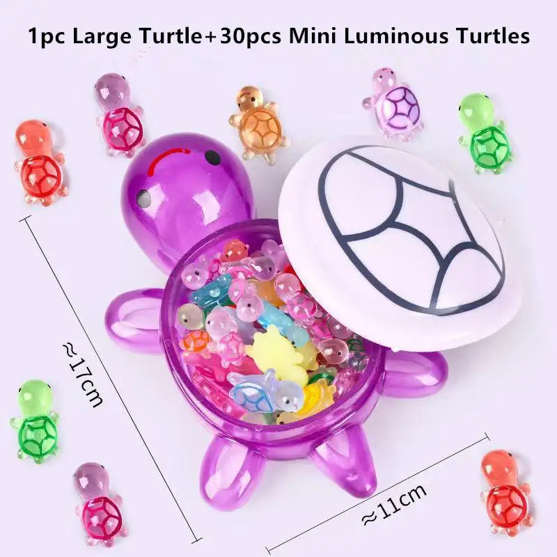 1PC Night Glow Large Turtle+Mini Luminous Turtles Figurines Resin Craft Glowing Turtle Storage Ornament Landscape Desktop Qme PP1