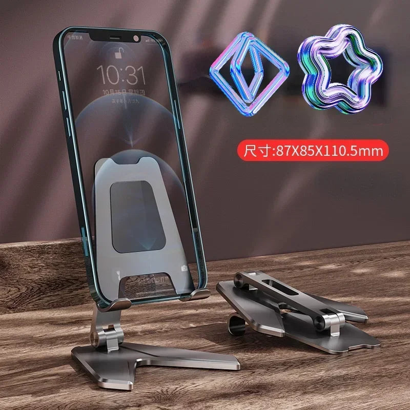 Three Sections Foldable Desk Mobile Phone Holder for IPhone IPad Tablet Flexible Table Desktop Adjustable Cell Smartphone Stand Qme gray