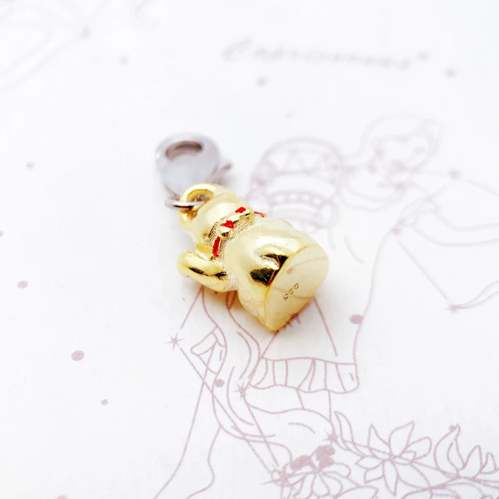 Lovely Cartoon Lucky Cat Toy Charm Pendant For Women Men Lover 925 Sterling Silver Gift Qme