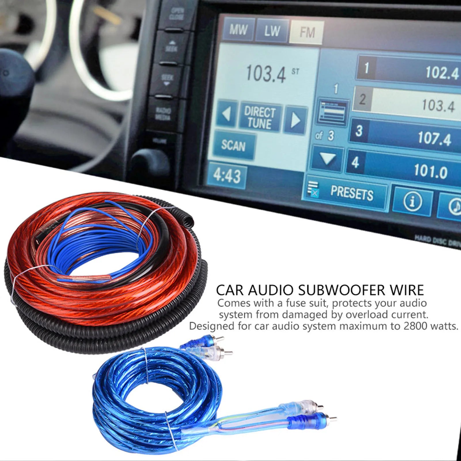 Block Blue 2800W High Density 4 Guage ABS Plastic Metal Audio Amplifier Wire Kit for Car Qme