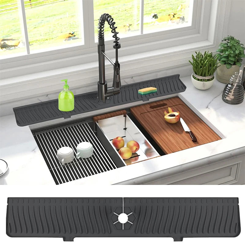 Silicone Sink Splash Guard Slope Upgraded Faucet Mat Gadgets-splash Qme