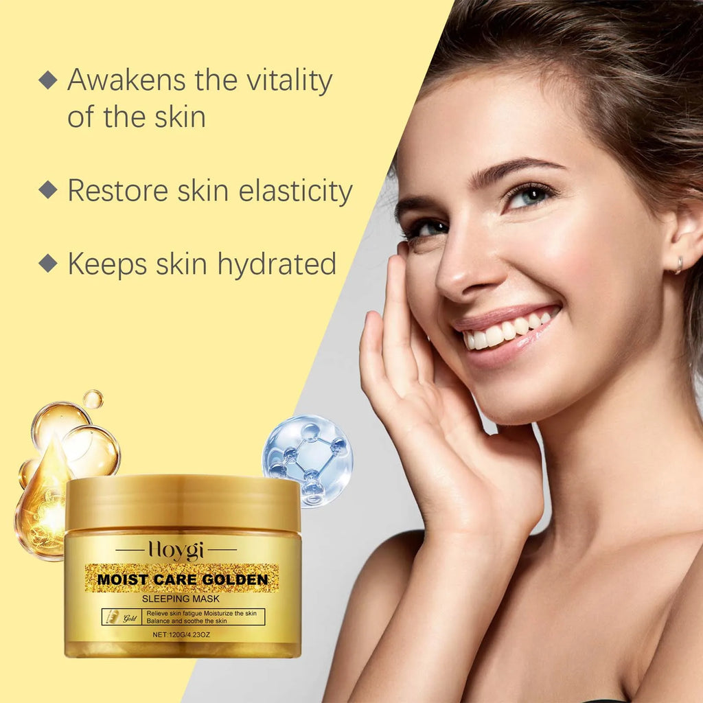Gold Sleeping Masks Moisturizing Shrinkage Pore Lift Firm Fade Fine Lines Niacinamide Brightening Facial Skin Facial Masks Qme