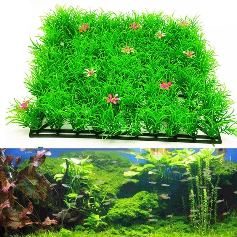 Artificial Green Grass Plant Lawn Turf Aquatic Aquarium Fish Tank Decor Fake Moss Aquarium Ornaments Aquarium Supplies Qme