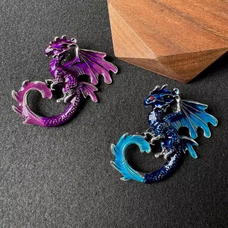 Vintage Enamel Dragon Brooch Hypoallergenic Durable Fashion Jewelry for Daily Wear Cosplay Anniversary Gift for Her Qme