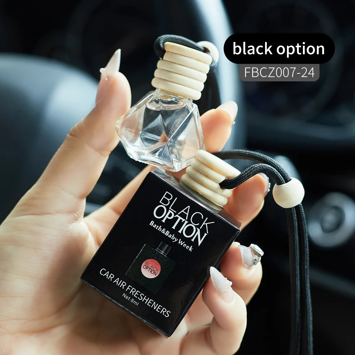 Car Perfume Long-lasting Fragrance Hanging Cord Air Freshener Qme BLACK OPTION 8ml
