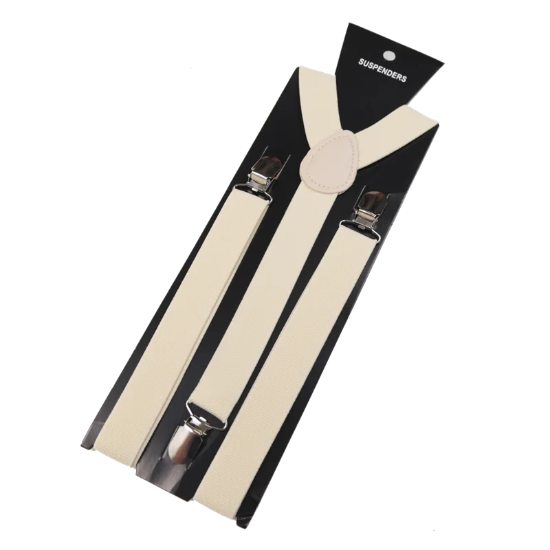 Unisex Elastic Leather Suspenders Braces Men Women Gift Black Blue Red Adjustable Straps for Wedding Suit Skirt Accessories Qme Beige China Mainland