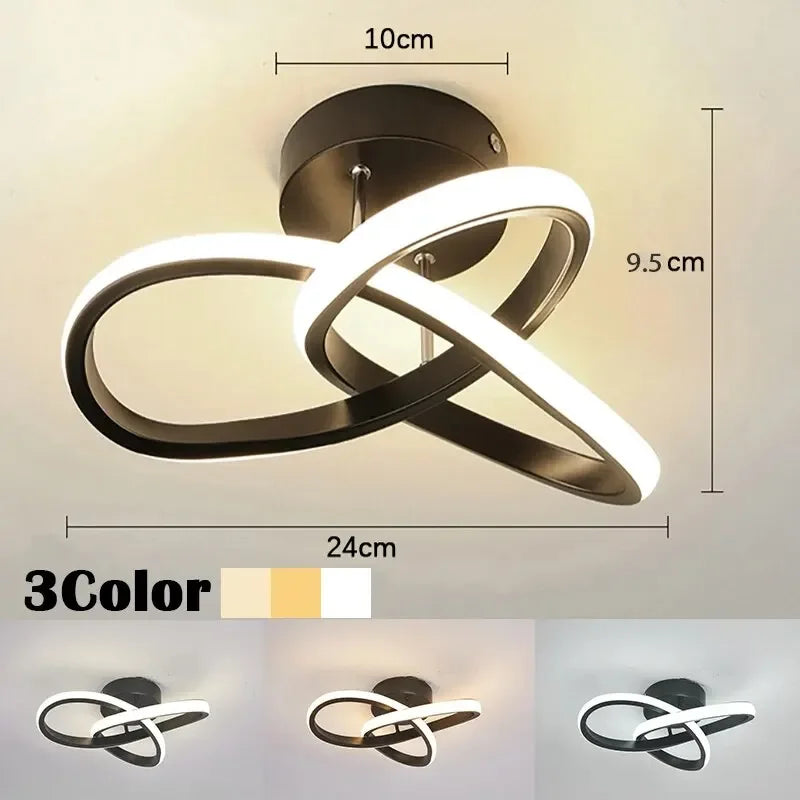 Black Nordic Led Ceiling Lamp 3-colors Changeable Ceiling Mount Lights Semi Flush Mount Small Ceiling Lighting Fixture Indoor Qme black