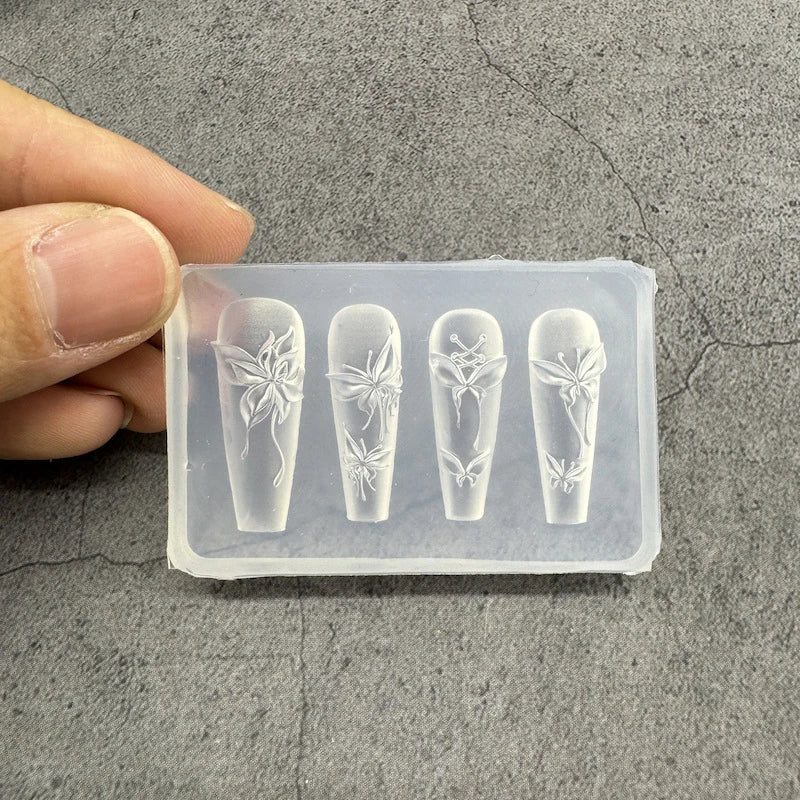 3D Silicone Transparent Nail Mold Lotus Leaves Nails Carving Template