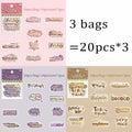 Simulated Ceramic Texture Flat Stickers, Dopamine Color Scheme with Blessing Wishes, Ideal for Junk Journal Scrapbooking Qme 3 bags-A