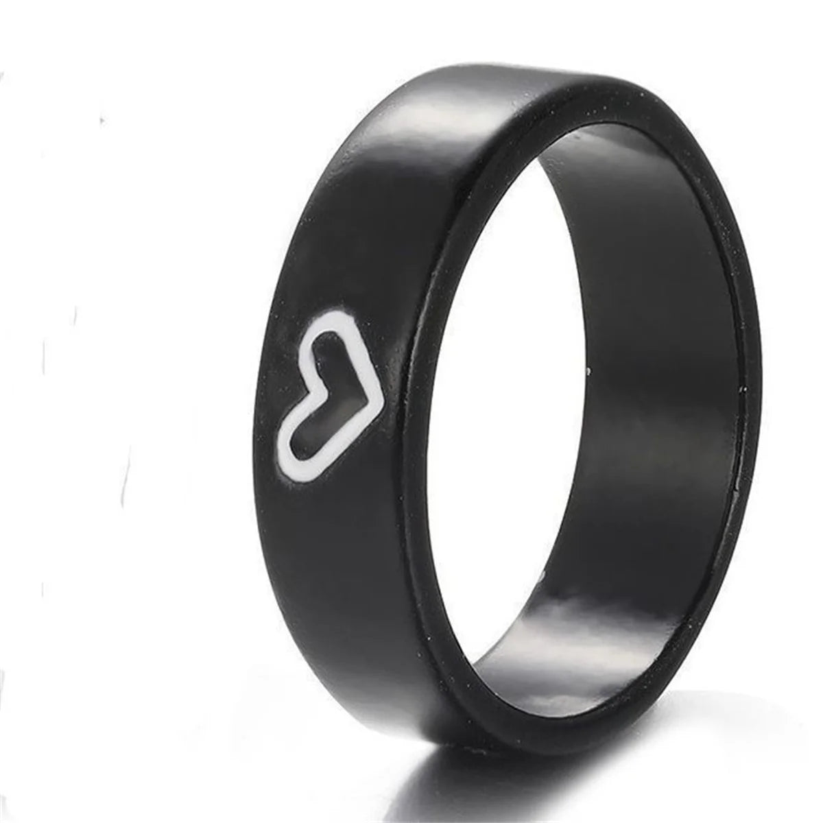 Couple Love Heart Matching Anniversary Couples Stuff Rings Ins Net Red For Women Men Valentines Day Aesthetic Jewelry Gift Set Qme black Size 7