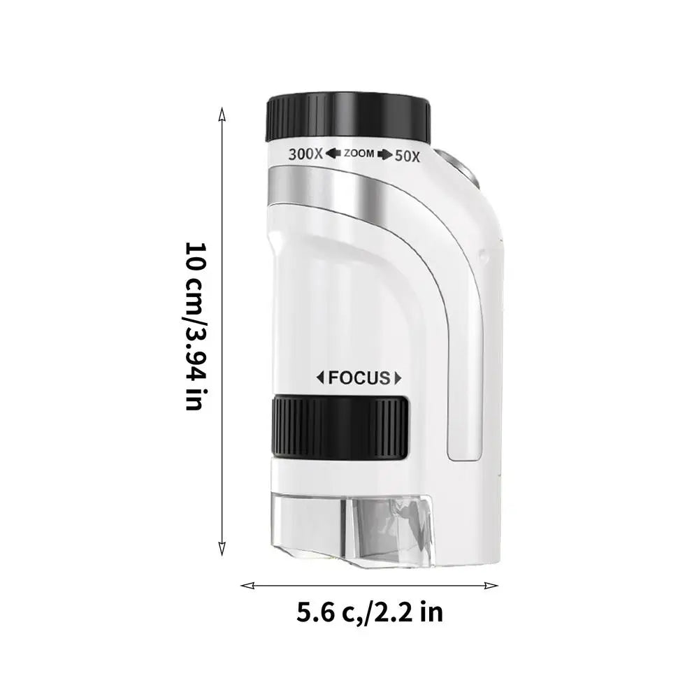 Kids Microscope Handheld 50x-300x Digiscope With LED Light Pocket Hand Microscope for Kid Boys Girls Christmas New Year Birthday Qme Silver