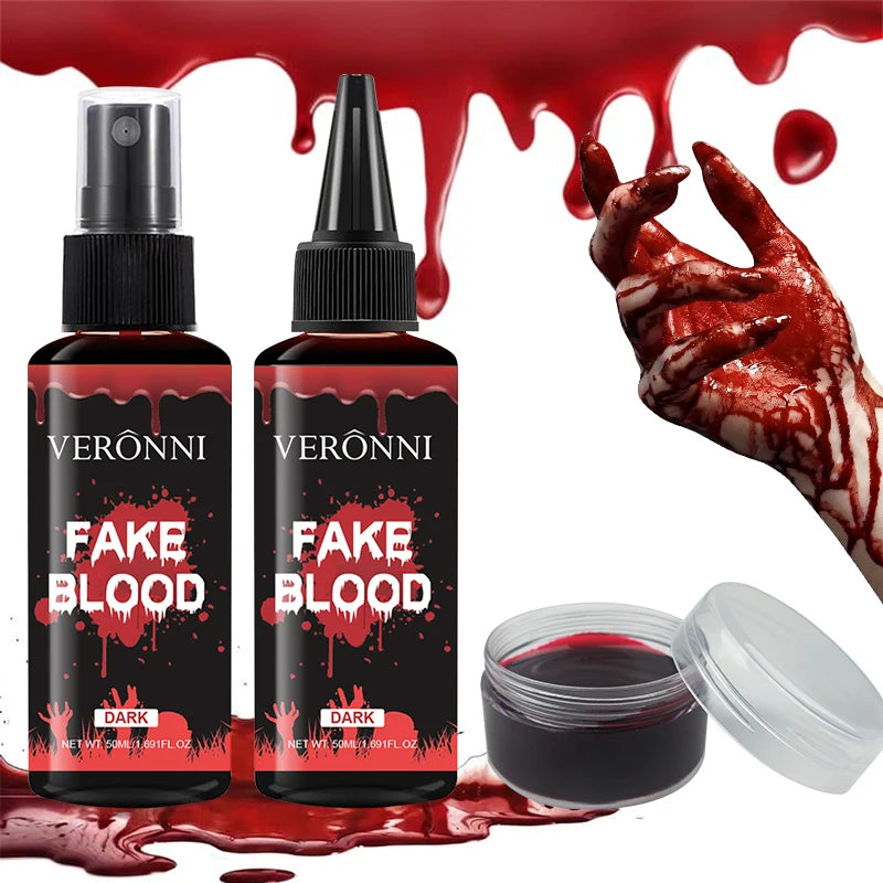 VERONNI 1 Fake Blood Makeup Dark Realistic Washable Artificial Spray Qme