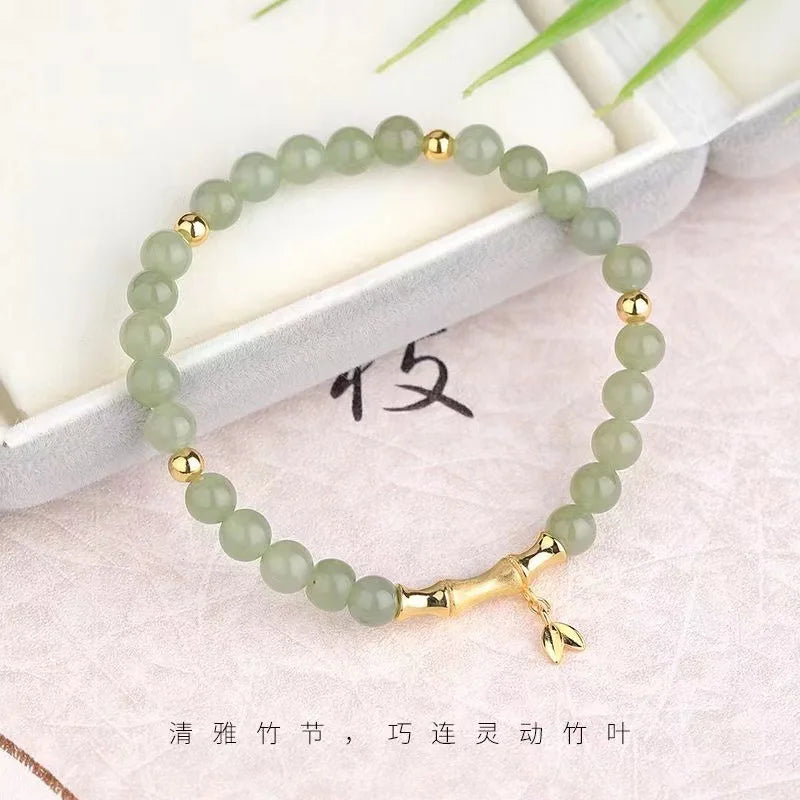 b05 Court Retro Lucky Imitation Hotan Jade Bracelet Vintage Light Luxury Handmade Jewelry Bracelet Women's Girls Jewelry Gift Qme