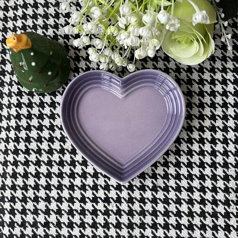 Small Cats Dogs Ceramic Cat Bowl Extra Heart-shaped Wide Anti Qme Light purple