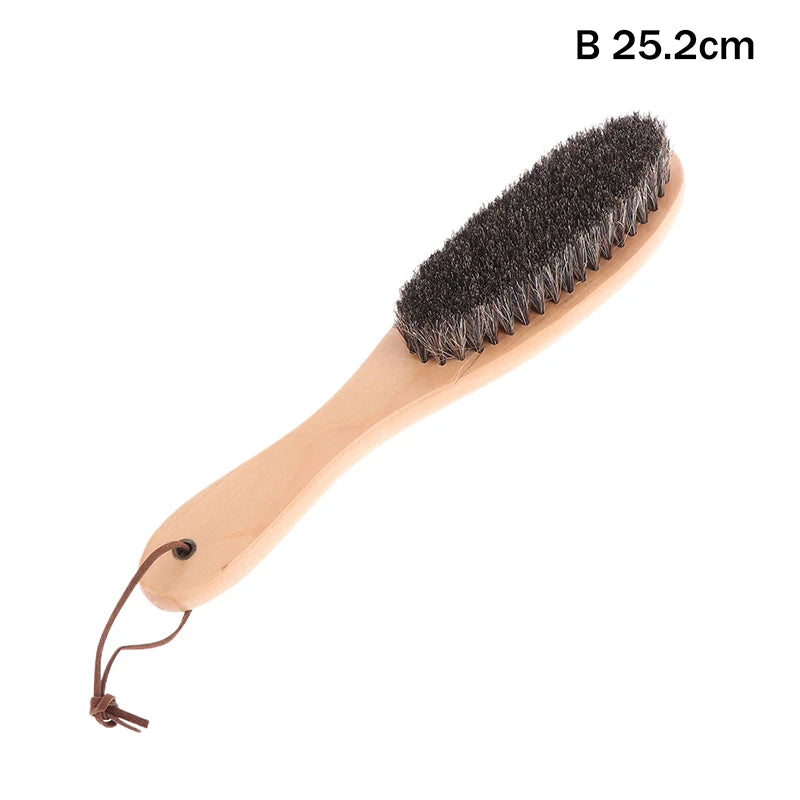 Horse Hair Brush Wooden Handle Shoe Polish Soft Horsehair Laundry Qme B