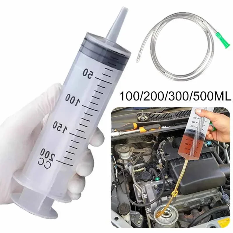 Large Vacuum Capacity Syringe 100/200/300/500ml Reusable Syringe Oil Pump with 1m Hose Pet Nutrition Feeding Metering Pump Qme