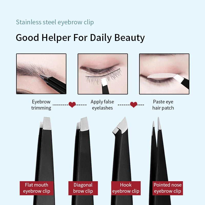 Professional Eyebrow Tweezers Hair Removal Clip Makeup Sets Eyelash Qme