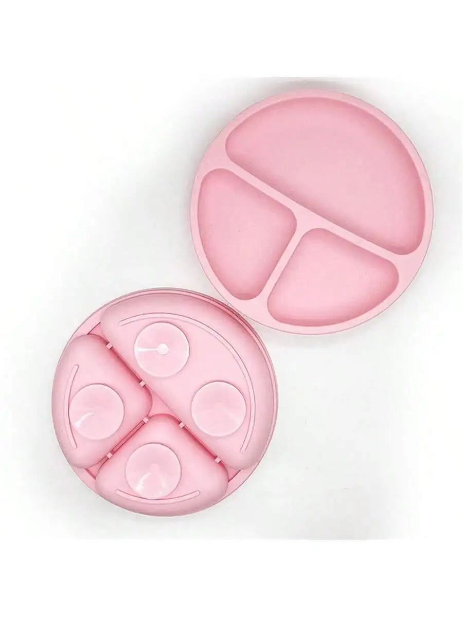 1 Round Dinner Plate Silicone Food Grade Feeding Tableware Drop-proof Qme