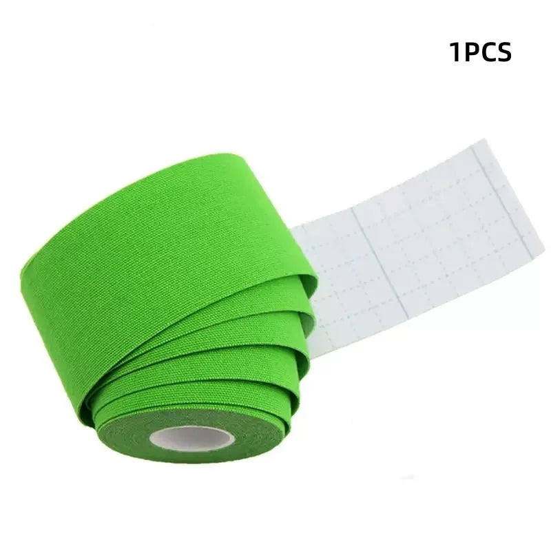 Sports Kinesio Tape Muscle Kinesiology Elastic Knee Pain Relief Strain Patch Athletic Recovery Stickers Fitness Bandages Qme Light Green