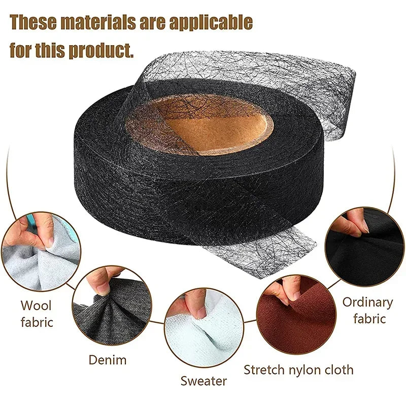 60M Self-adhesive Pants Hem Tape Edge Shorten Paste Iron DIY Clothes Qme