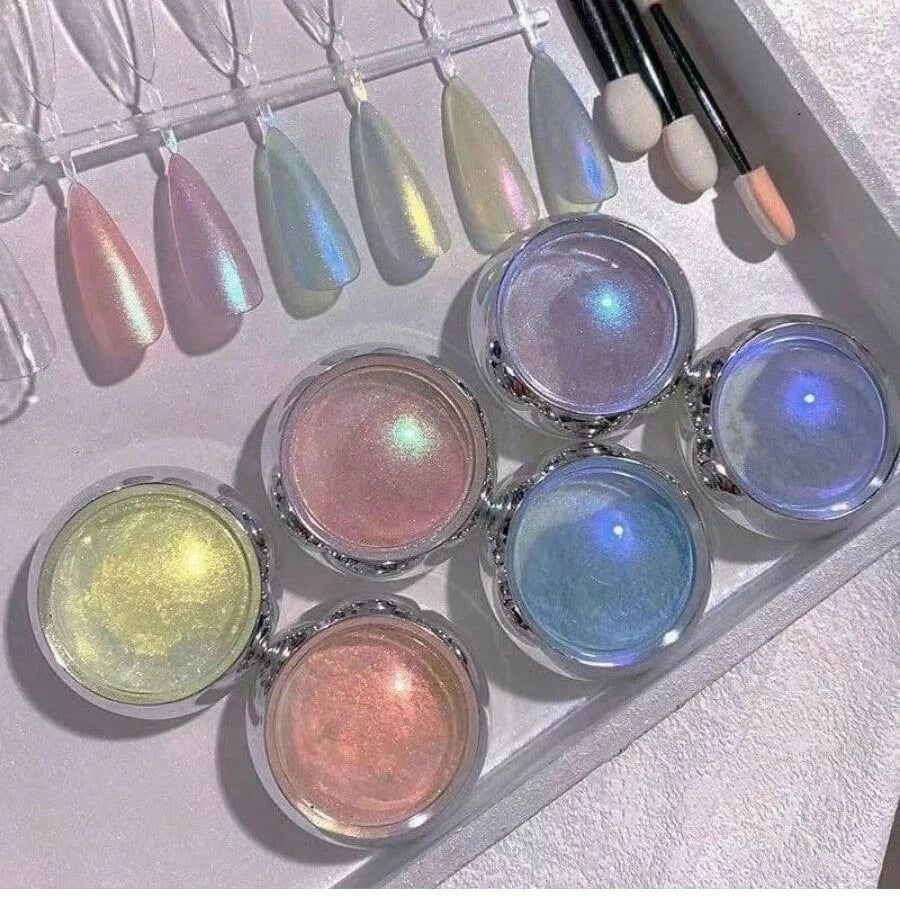 6 Bottles Nail Art Glitter Powder Aurora Fine Magic Mirror Decorations Qme 02