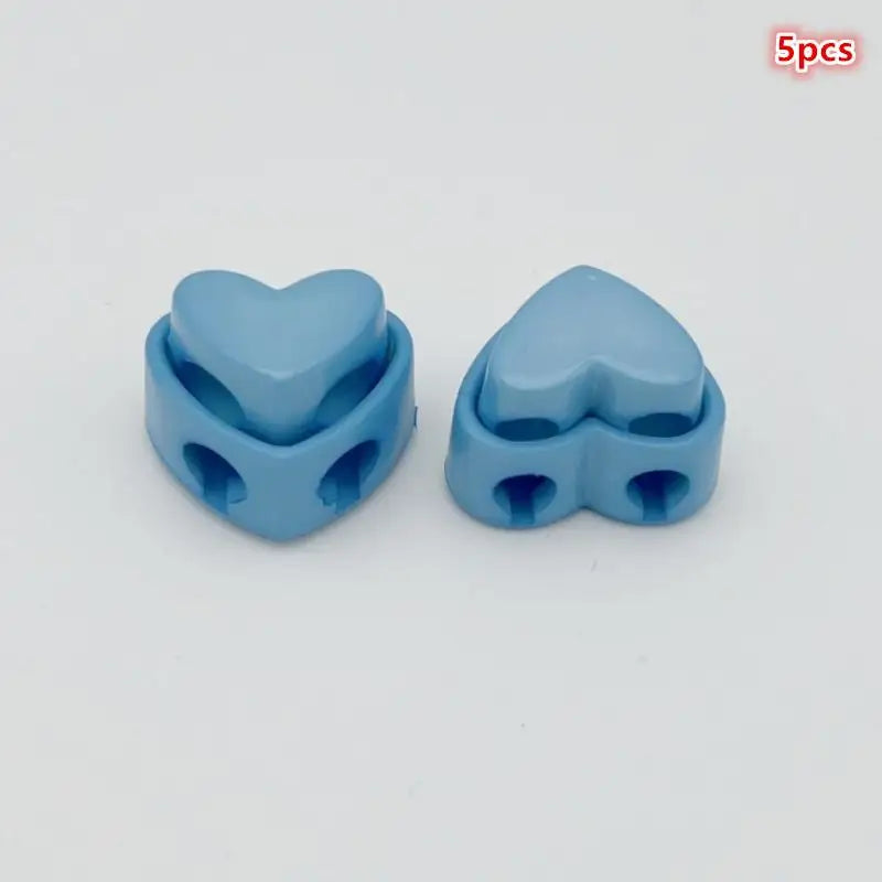 5pcs Colorful Garment Stoppers Heart-Shaped Plastic Cord Locks Double Hole Spring Toggle Anti-slip Stoppers Garment Accessories Qme Ligjt Lake blue