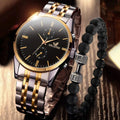 2pack Men Commercial Vintage Quartz Watch Qme Gold Black