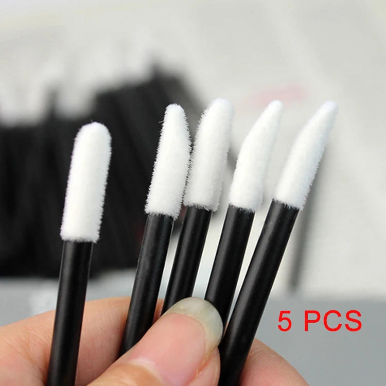 5/50/100Pcs Lip Brushes Disposable Cosmetic Lip Brush Lipstick Lip Glossy Wands Cleaner Applicator Eyeshadow Makeup Brush Tool Qme 5Pcs Black