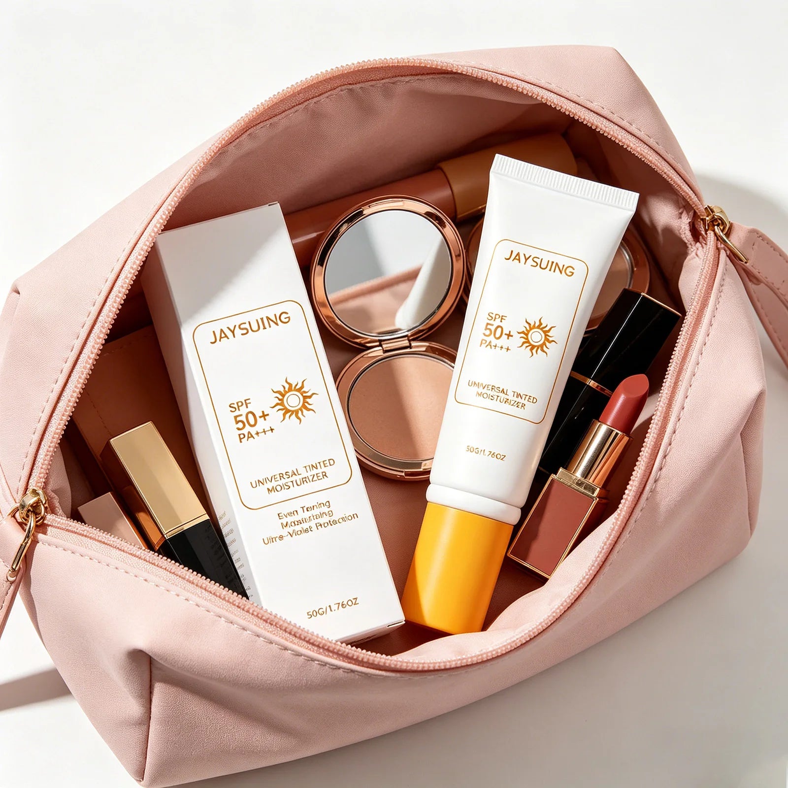 Jaysuing Tinted Sunscreen Spf 50 Anti UV Protection Waterproof Even Skin Tone Matte Finish Summer Outdoor Tinted Moisturizer 50g Qme