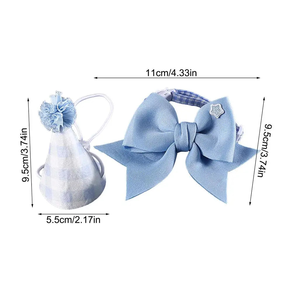 Birthday Hat Cat Dog Collar Hats Cute Pet Headwear Adjustable Bow Tie Qme Blue China Mainland