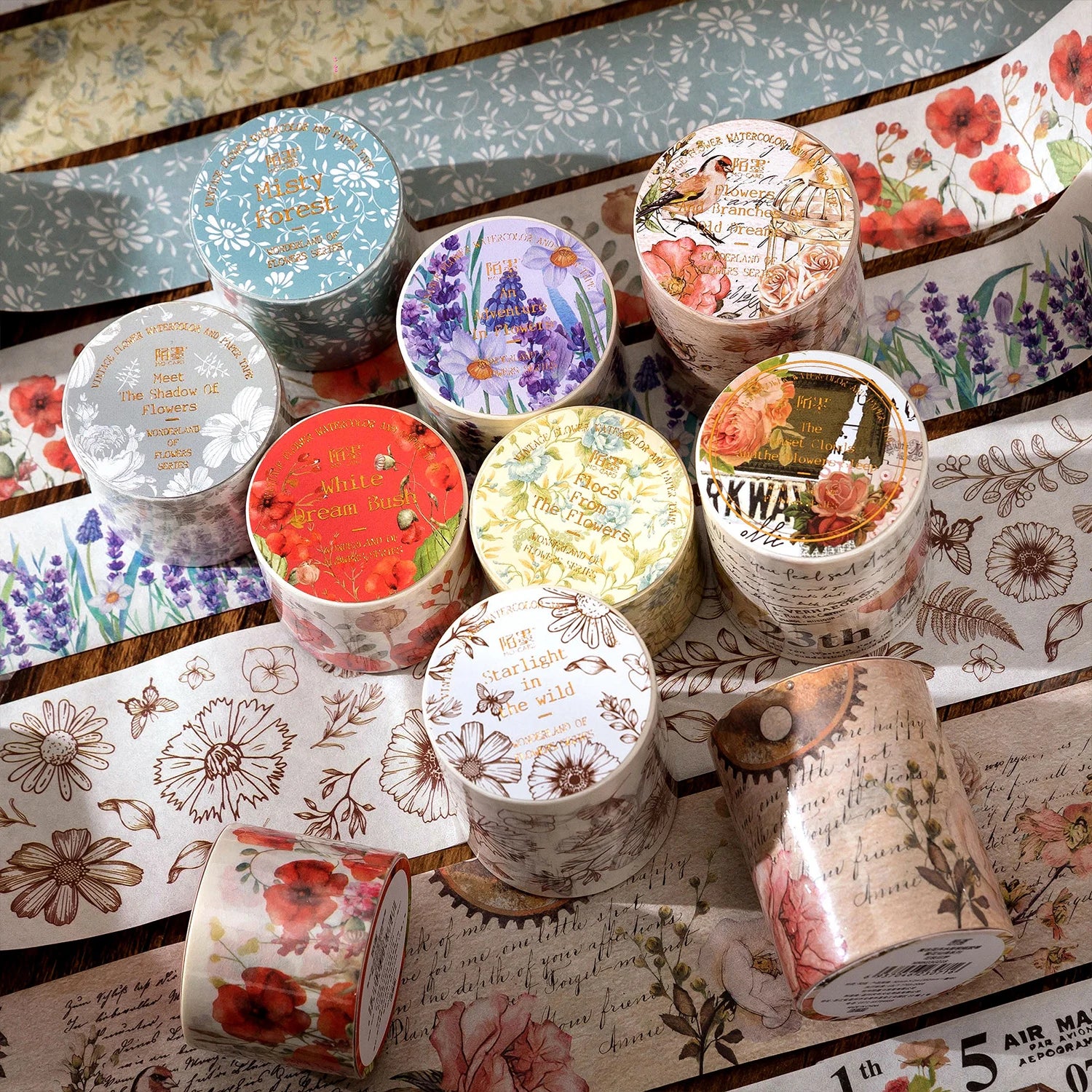 TIANZI 30mm/50mm*2m Vintage Plant Masking Washi Tape Flowers Sticker Aesthetics Diy Scrapbooking Sticker School Supplies Qme