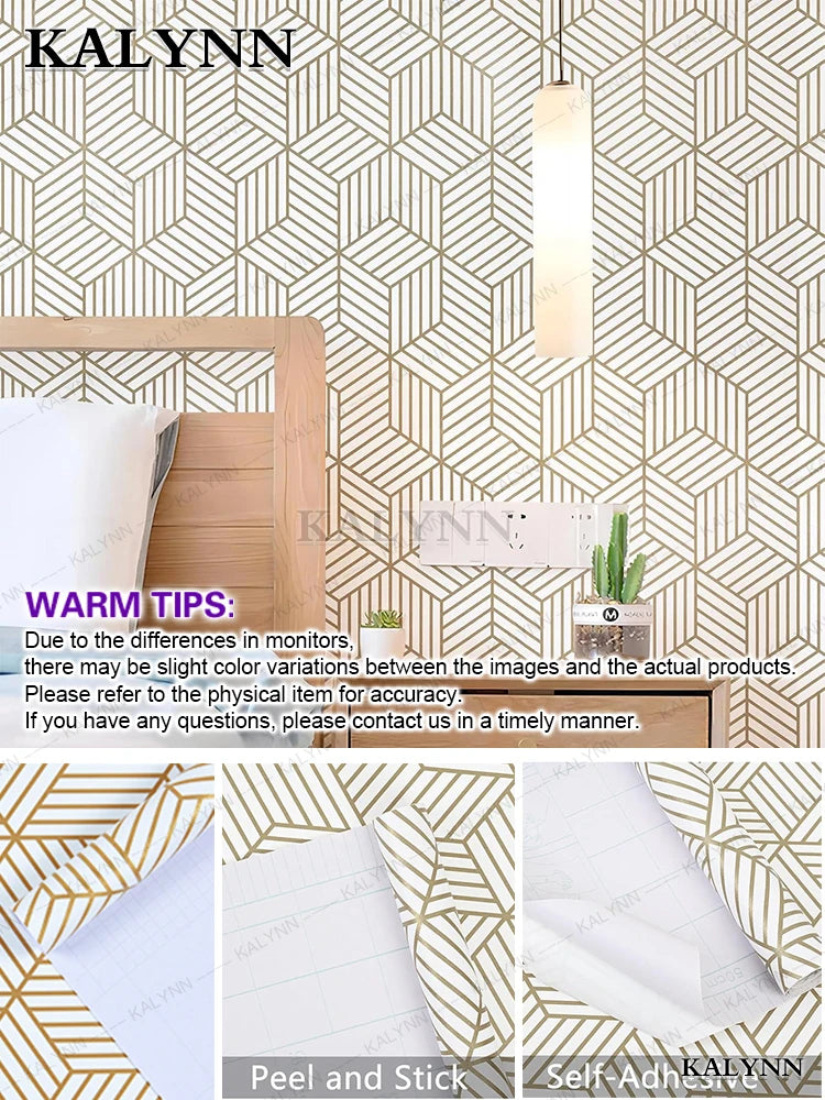 Geometric Aelf-wdhesive Wallpaper Peel Stick Wall Stickers Vinyl Qme Golden Geometry Sample 1mx45cm