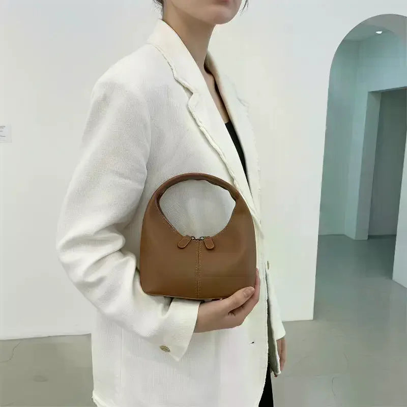 Mini PU Leather Hobo Top Handle Bag With Zipper Closure Multiple Color Choices For Daily Use Shopping Weekend Trips Qme