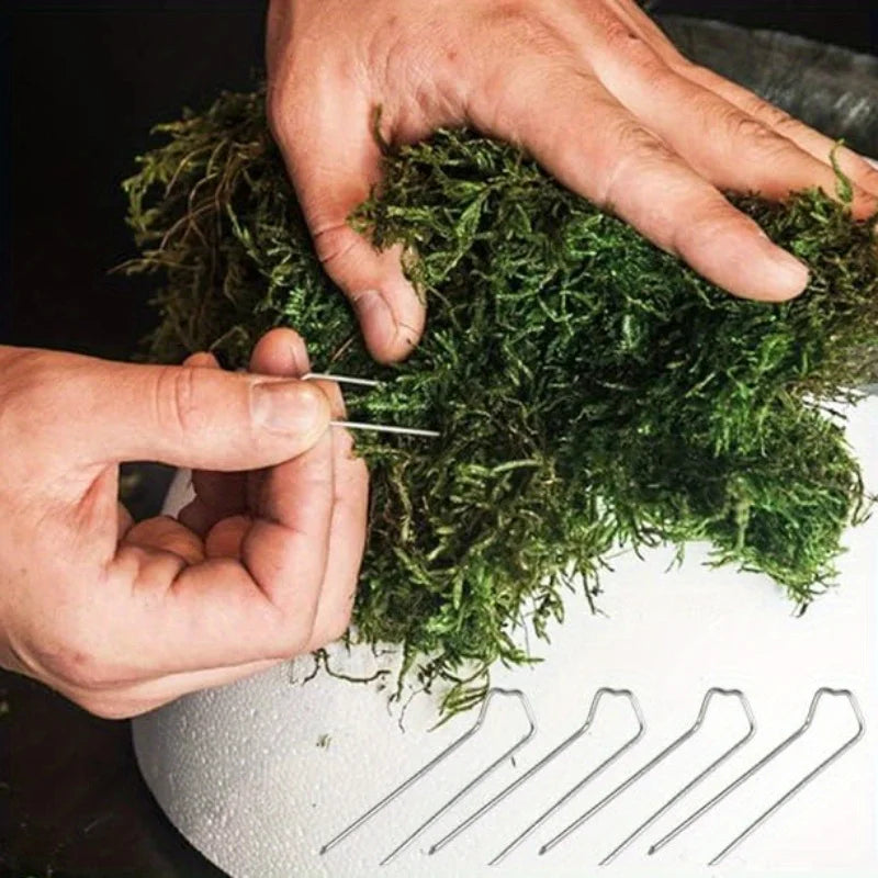 100 Green U-Flower Pins, 1.8 Stainless Steel Handicraft Sticks for Garlands, Bouquets and Botanicals Qme