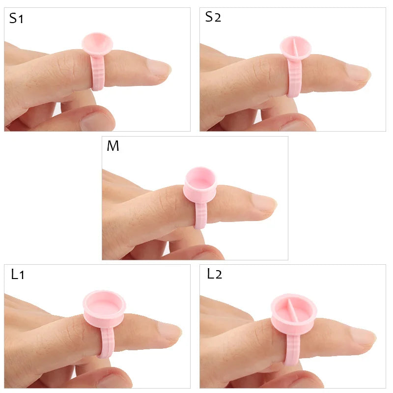 100pcs Disposable Glue Rings Plastic Permanent Makeup Pigment Holder Pallet For Tattoo Eyelash Extension Glue Divider Container Qme