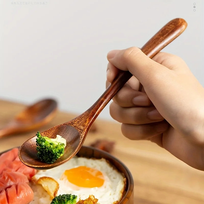 Modern Reusable Wooden Spoon Set, Suitable for Dinner, Coffee, Milk and Desserts - Perfect for Parties and Kitchen Gadgets Qme