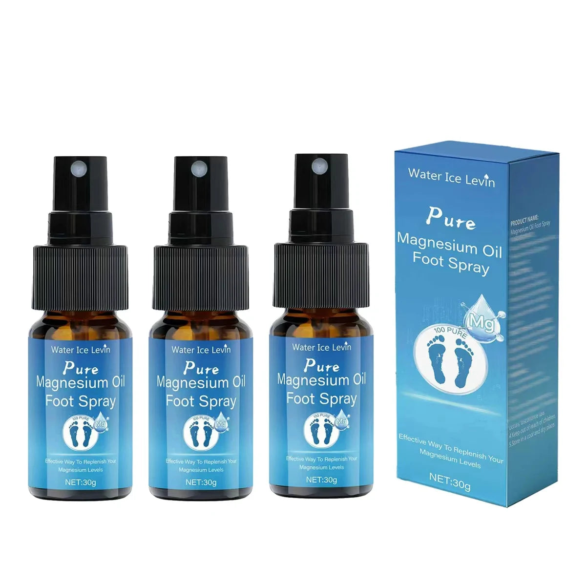 Pure Magnesium Oil Foot Spray with Vitamin E - Moisturizing, Fast-Absorbing Foot Care for Elastic, Smooth Skin Qme black 30g