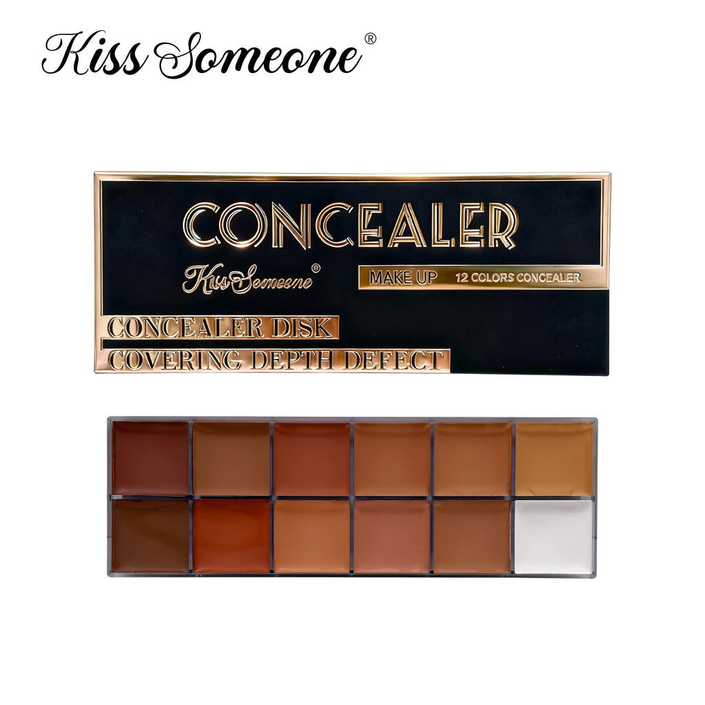 12 Color Concealer Dark Skin Waterproof Full Cover Foundation Make-Up Beauty Makeup Face Makeup Sunscreen Powder Blusher Eye Qme